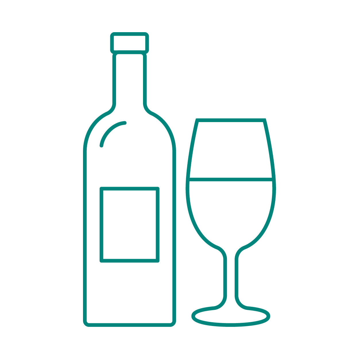 Icona bottiglia e bicchiere di vino