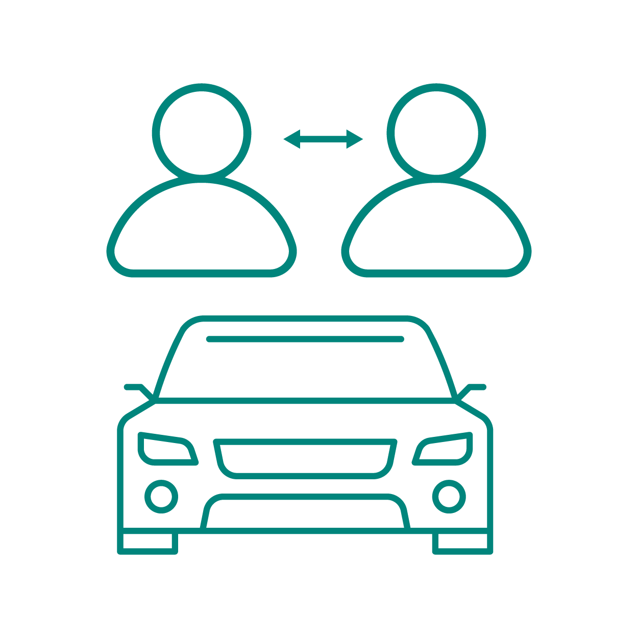 Icona macchina e due persone