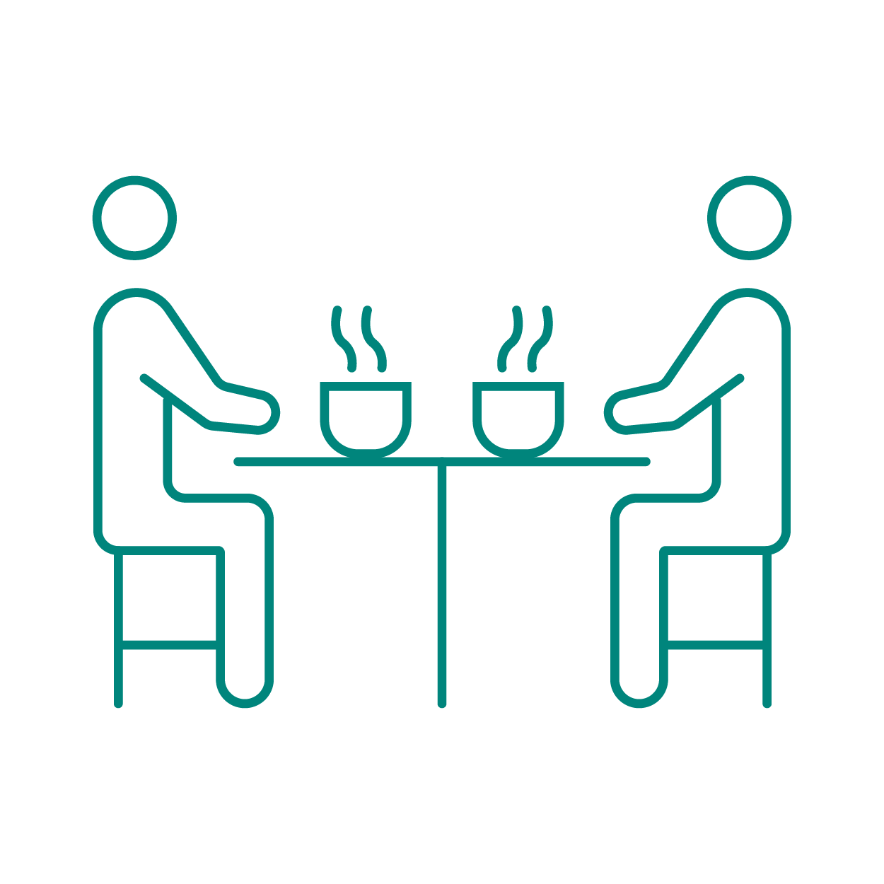 Icona due persone seduta che bevono un caffè