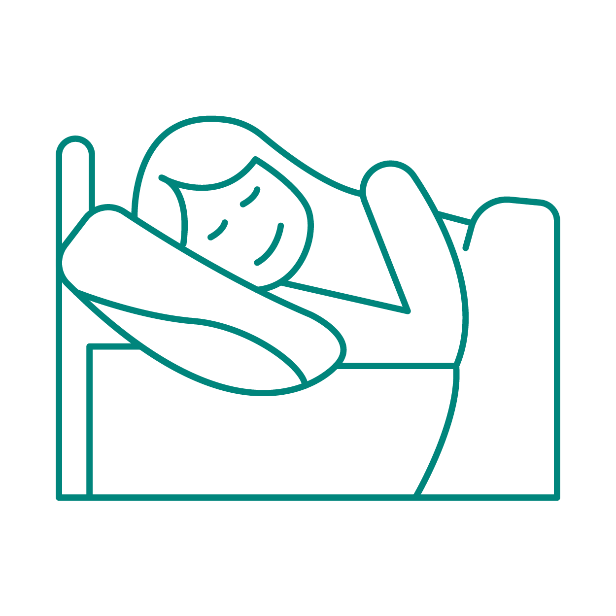 Icona donna che dorme in un letto