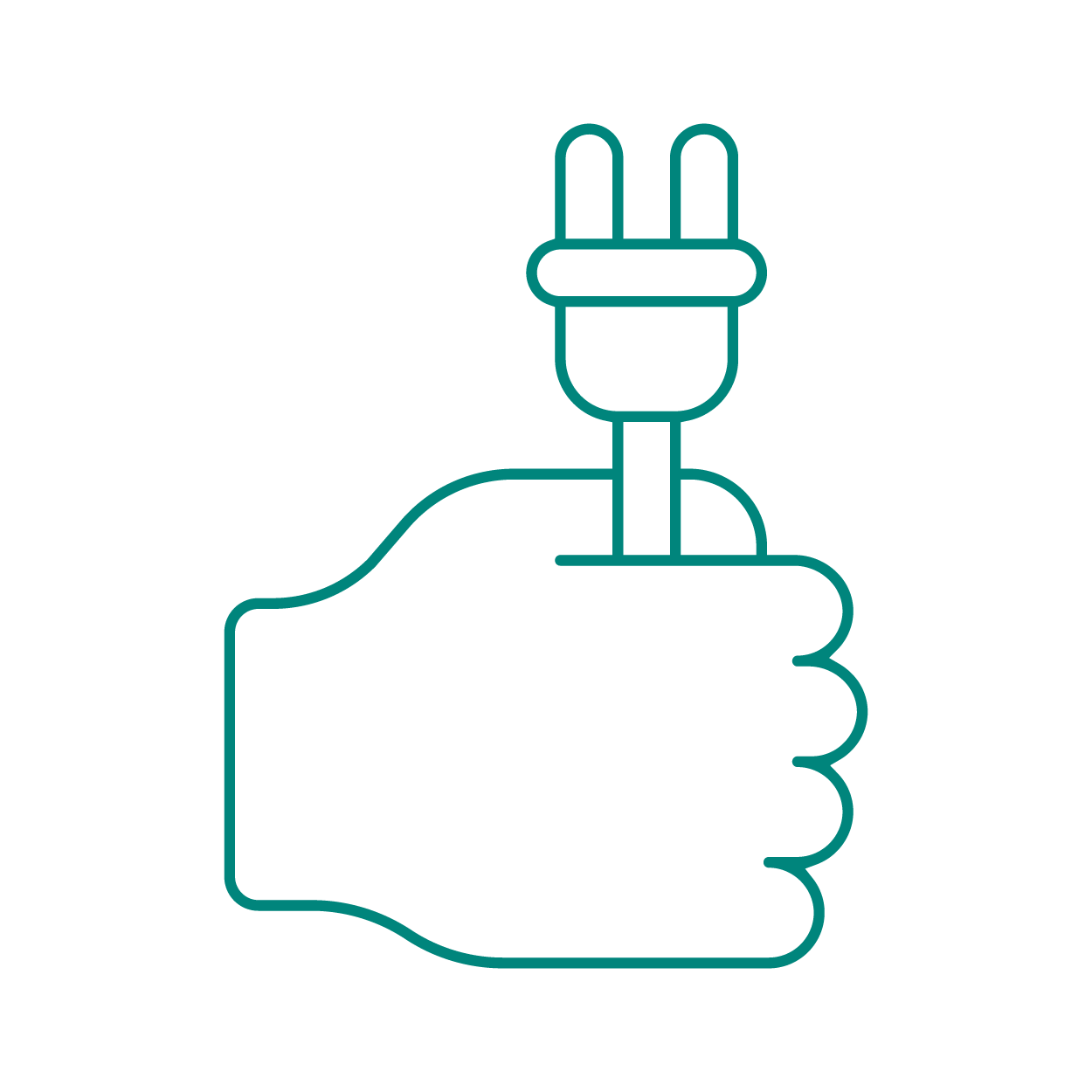 Icona di una mano che tiene una spina della corrente