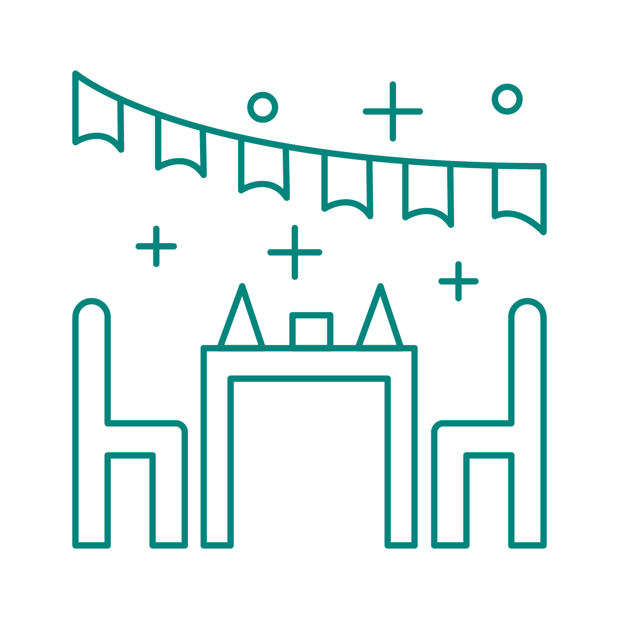 Icona tavolino di un ristorante con due sedie